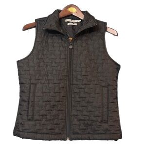 Vintage Tommy Hilfiger Vest Jacket MEDIUM Sleeveless Vest Black TH Quilted Zip